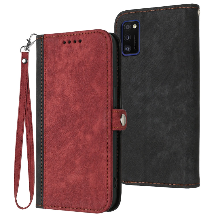 Custodia per telefono in pelle con cinturino a mano doppia piega con fibbia laterale, For Samsung Galaxy A40, For Samsung Galaxy A41, For Samsung Galaxy A42 5G, For Samsung Galaxy A50