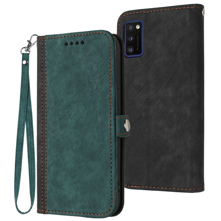 Custodia per telefono in pelle con cinturino a mano doppia piega con fibbia laterale, For Samsung Galaxy A40, For Samsung Galaxy A41, For Samsung Galaxy A42 5G, For Samsung Galaxy A50