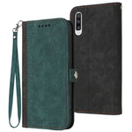 Custodia per telefono in pelle con cinturino a mano doppia piega con fibbia laterale, For Samsung Galaxy A40, For Samsung Galaxy A41, For Samsung Galaxy A42 5G, For Samsung Galaxy A50