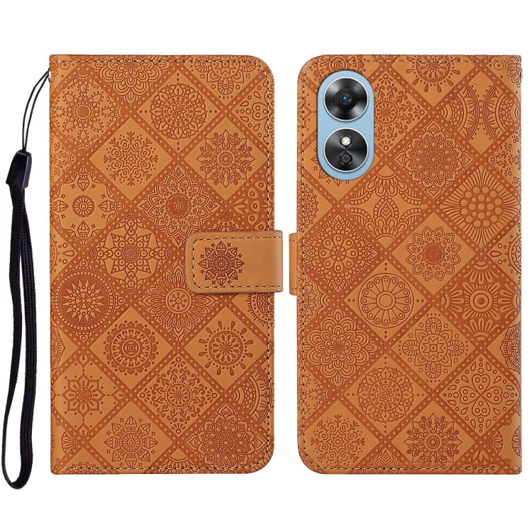 Custodia per cellulare in pelle con motivo goffrato stile etnico, For Samsung Galaxy A14 5G, For Samsung Galaxy A23e, For OPPO A17