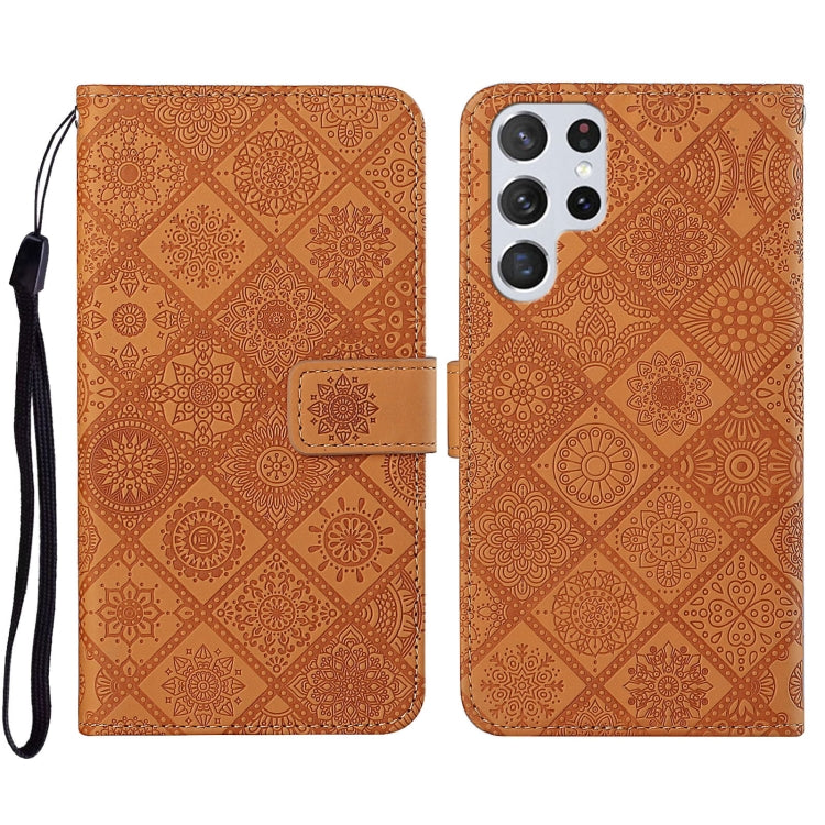 Custodia per cellulare in pelle con motivo goffrato stile etnico, For Samsung Galaxy S23 5G, For Samsung Galaxy S23+ 5G, For Samsung Galaxy S23 Ultra 5G
