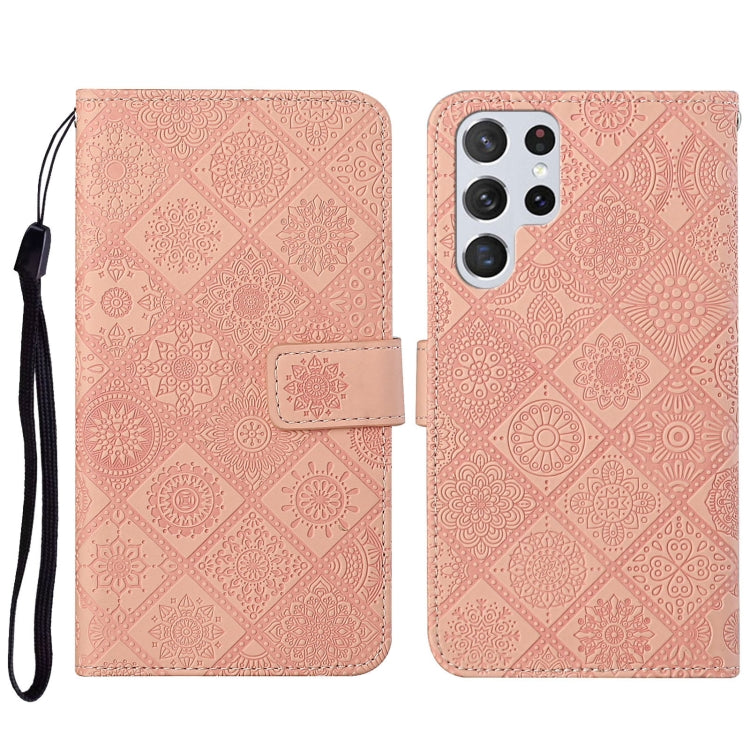 Custodia per cellulare in pelle con motivo goffrato stile etnico, For Samsung Galaxy S23 5G, For Samsung Galaxy S23+ 5G, For Samsung Galaxy S23 Ultra 5G