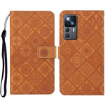 Custodia per cellulare in pelle con motivo goffrato stile etnico, For Xiaomi 12T / 12T Pro / Redmi K50 Ultra