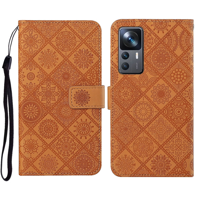 Custodia per cellulare in pelle con motivo goffrato stile etnico, For Xiaomi 12T / 12T Pro / Redmi K50 Ultra