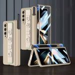 Custodia per telefono con cerniera pieghevole magnetica integrata GKK con cinturino da polso e portapenne, For Samsung Galaxy Z Fold4