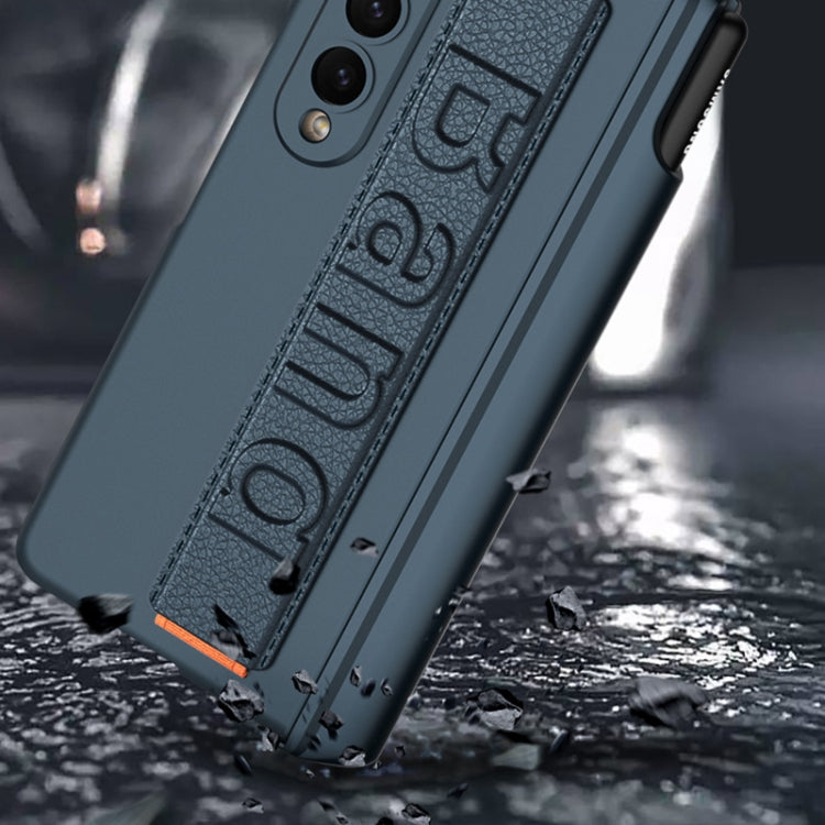 Custodia per telefono con cerniera pieghevole magnetica integrata GKK con cinturino da polso e portapenne, For Samsung Galaxy Z Fold4