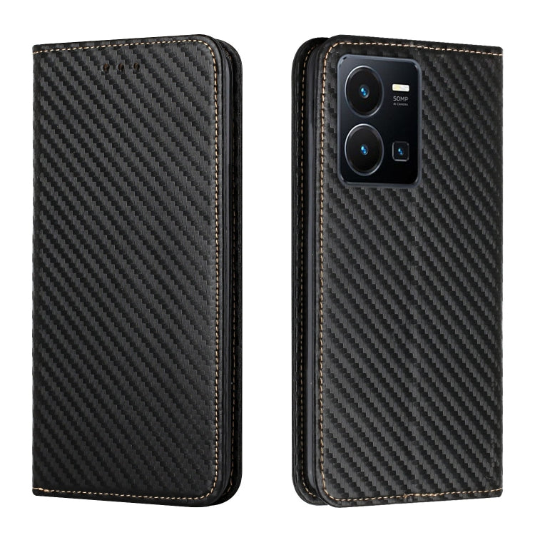 Custodia per telefono in pelle con vibrazione magnetica in fibra di carbonio, For Samsung Galaxy S23 Ultra 5G, For vivo Y16, For vivo Y22s, For Xiaomi Redmi A1