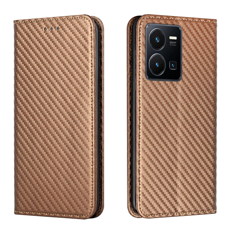 Custodia per telefono in pelle con vibrazione magnetica in fibra di carbonio, For Samsung Galaxy S23 Ultra 5G, For vivo Y16, For vivo Y22s, For Xiaomi Redmi A1