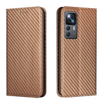 Custodia per telefono in pelle con vibrazione magnetica in fibra di carbonio, For Xiaomi 12T / 12T Pro / Redmi K50 Ultra