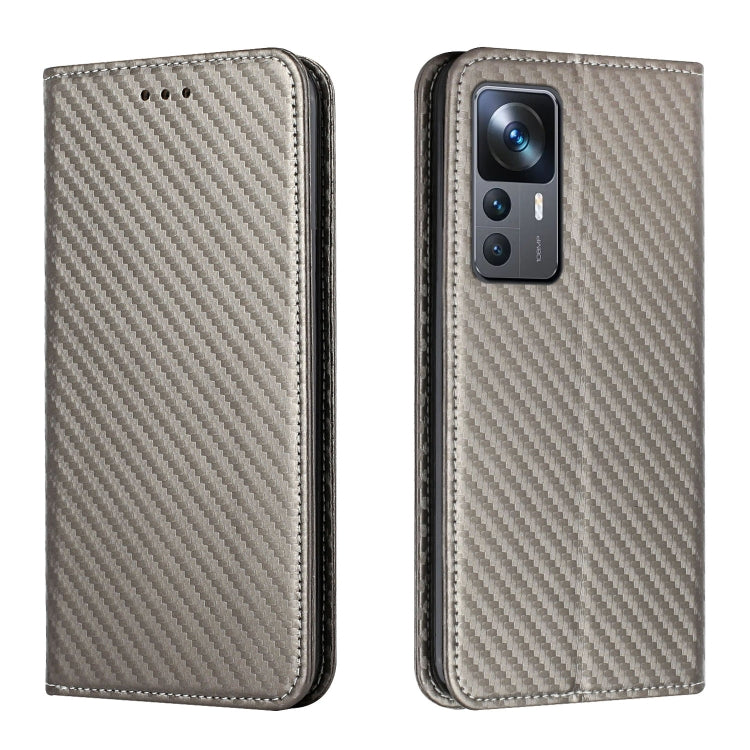 Custodia per telefono in pelle con vibrazione magnetica in fibra di carbonio, For Xiaomi 12T / 12T Pro / Redmi K50 Ultra