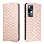 Custodia per telefono in pelle con vibrazione magnetica in fibra di carbonio, For Xiaomi 12T / 12T Pro / Redmi K50 Ultra