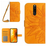 Skin Feel Custodia per cellulare in pelle con motivo a fiori di sole con cordino, For Xiaomi Redmi 8 / 8A, For Xiaomi Redmi 9 / POCO M2