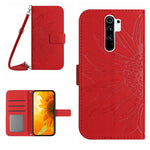 Skin Feel Custodia per cellulare in pelle con motivo a fiori di sole con cordino, For Xiaomi Redmi 8 / 8A, For Xiaomi Redmi 9 / POCO M2