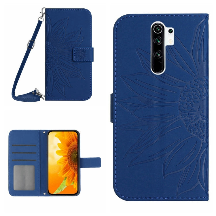 Skin Feel Custodia per cellulare in pelle con motivo a fiori di sole con cordino, For Xiaomi Redmi 8 / 8A, For Xiaomi Redmi 9 / POCO M2
