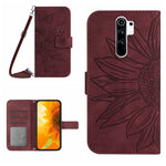Skin Feel Custodia per cellulare in pelle con motivo a fiori di sole con cordino, For Xiaomi Redmi 8 / 8A, For Xiaomi Redmi 9 / POCO M2