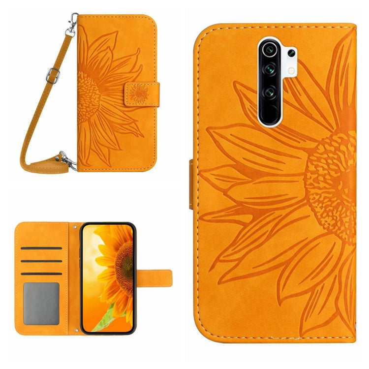 Skin Feel Custodia per cellulare in pelle con motivo a fiori di sole con cordino, For Xiaomi Redmi 8 / 8A, For Xiaomi Redmi 9 / POCO M2