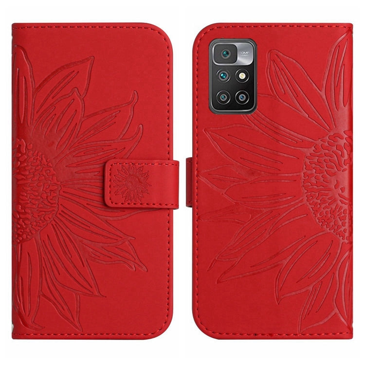 Skin Feel Custodia per cellulare in pelle con motivo a fiori di sole con cordino, For Xiaomi Redmi 10 4G, For Xiaomi Redmi 10 5G / Note 11E