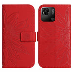 Skin Feel Custodia per cellulare in pelle con motivo a fiori di sole con cordino, For Xiaomi Redmi 10A, For Xiaomi Redmi 10C
