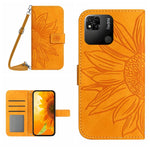 Skin Feel Custodia per cellulare in pelle con motivo a fiori di sole con cordino, For Xiaomi Redmi 10A, For Xiaomi Redmi 10C