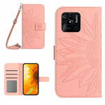Skin Feel Custodia per cellulare in pelle con motivo a fiori di sole con cordino, For Xiaomi Redmi 10A, For Xiaomi Redmi 10C