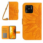 Skin Feel Custodia per cellulare in pelle con motivo a fiori di sole con cordino, For Xiaomi Redmi 10A, For Xiaomi Redmi 10C