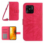 Skin Feel Custodia per cellulare in pelle con motivo a fiori di sole con cordino, For Xiaomi Redmi 10A, For Xiaomi Redmi 10C