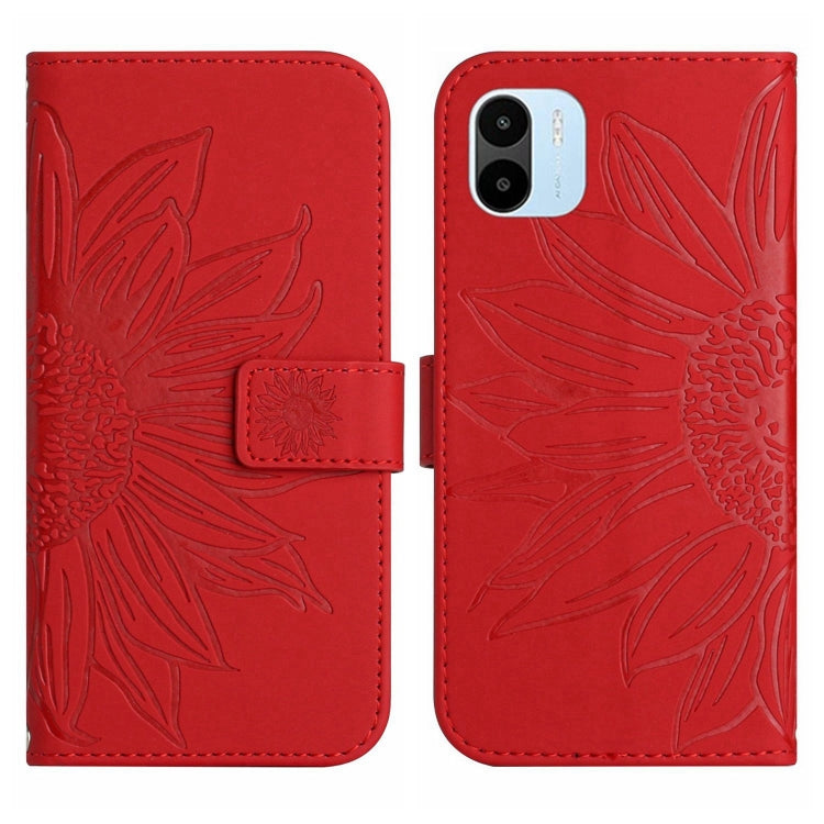 Skin Feel Custodia per cellulare in pelle con motivo a fiori di sole con cordino, For Xiaomi Redmi A1, For Xiaomi Redmi A1+