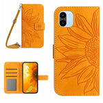 Skin Feel Custodia per cellulare in pelle con motivo a fiori di sole con cordino, For Xiaomi Redmi A1, For Xiaomi Redmi A1+
