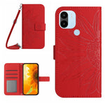 Skin Feel Custodia per cellulare in pelle con motivo a fiori di sole con cordino, For Xiaomi Redmi A1, For Xiaomi Redmi A1+