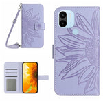 Skin Feel Custodia per cellulare in pelle con motivo a fiori di sole con cordino, For Xiaomi Redmi A1, For Xiaomi Redmi A1+