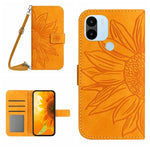 Skin Feel Custodia per cellulare in pelle con motivo a fiori di sole con cordino, For Xiaomi Redmi A1, For Xiaomi Redmi A1+