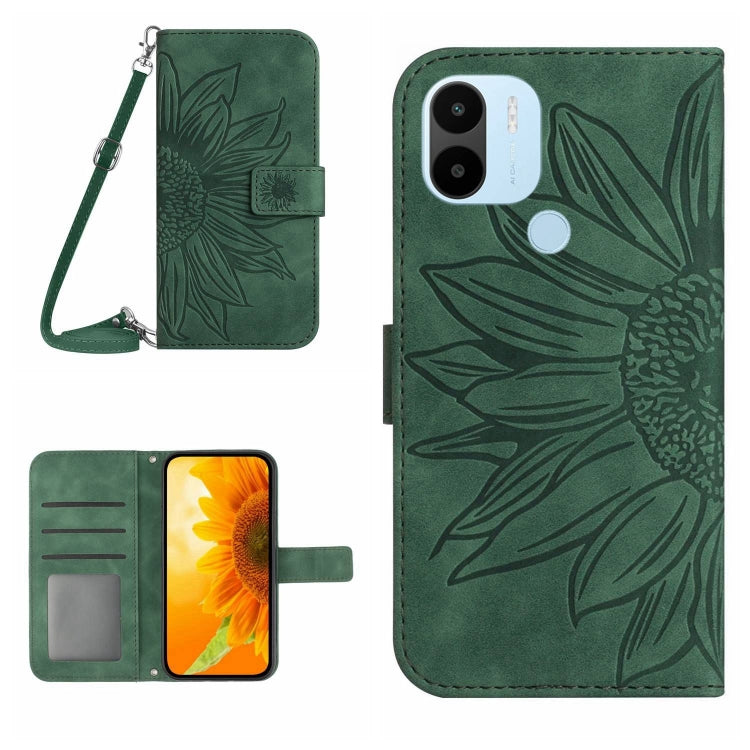 Skin Feel Custodia per cellulare in pelle con motivo a fiori di sole con cordino, For Xiaomi Redmi A1, For Xiaomi Redmi A1+