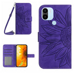 Skin Feel Custodia per cellulare in pelle con motivo a fiori di sole con cordino, For Xiaomi Redmi A1, For Xiaomi Redmi A1+