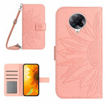 Skin Feel Custodia per cellulare in pelle con motivo a fiori di sole con cordino, For Xiaomi Redmi K30 Pro / Poco F2 Pro, For Xiaomi Redmi K40 / K40 Pro / Poco F3 / F3 Pro / 11i / 11X / 11X Pro, For Xiaomi Redmi K40 / K40 Pro /
