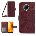 Skin Feel Custodia per cellulare in pelle con motivo a fiori di sole con cordino, For Xiaomi Redmi K30 Pro / Poco F2 Pro, For Xiaomi Redmi K40 / K40 Pro / Poco F3 / F3 Pro / 11i / 11X / 11X Pro, For Xiaomi Redmi K40 / K40 Pro /