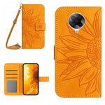 Skin Feel Custodia per cellulare in pelle con motivo a fiori di sole con cordino, For Xiaomi Redmi K30 Pro / Poco F2 Pro, For Xiaomi Redmi K40 / K40 Pro / Poco F3 / F3 Pro / 11i / 11X / 11X Pro, For Xiaomi Redmi K40 / K40 Pro /