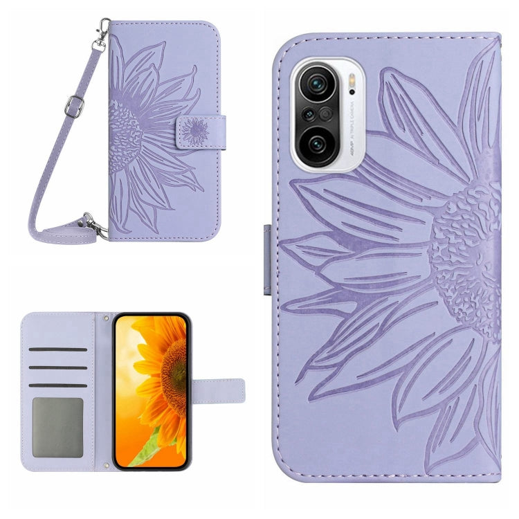 Skin Feel Custodia per cellulare in pelle con motivo a fiori di sole con cordino, For Xiaomi Redmi K30 Pro / Poco F2 Pro, For Xiaomi Redmi K40 / K40 Pro / Poco F3 / F3 Pro / 11i / 11X / 11X Pro, For Xiaomi Redmi K40 / K40 Pro /