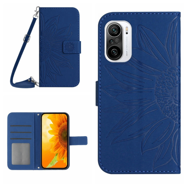 Skin Feel Custodia per cellulare in pelle con motivo a fiori di sole con cordino, For Xiaomi Redmi K30 Pro / Poco F2 Pro, For Xiaomi Redmi K40 / K40 Pro / Poco F3 / F3 Pro / 11i / 11X / 11X Pro, For Xiaomi Redmi K40 / K40 Pro /