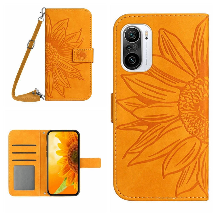 Skin Feel Custodia per cellulare in pelle con motivo a fiori di sole con cordino, For Xiaomi Redmi K30 Pro / Poco F2 Pro, For Xiaomi Redmi K40 / K40 Pro / Poco F3 / F3 Pro / 11i / 11X / 11X Pro, For Xiaomi Redmi K40 / K40 Pro /