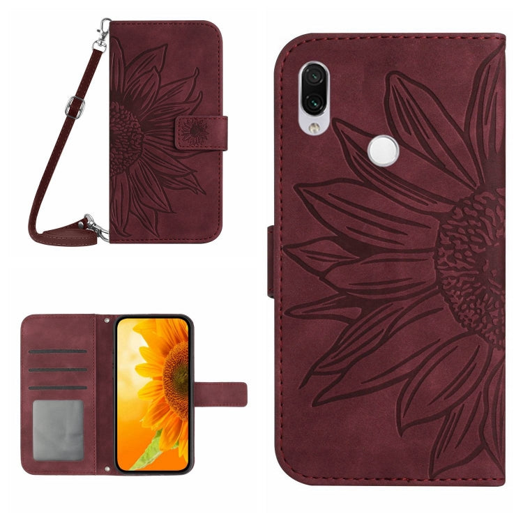 Skin Feel Custodia per cellulare in pelle con motivo a fiori di sole con cordino, For Xiaomi Redmi Note 7 / Note 7S / Note 7 Pro, For Xiaomi Redmi Note 8 / Note 8 2021