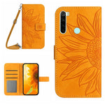 Skin Feel Custodia per cellulare in pelle con motivo a fiori di sole con cordino, For Xiaomi Redmi Note 7 / Note 7S / Note 7 Pro, For Xiaomi Redmi Note 8 / Note 8 2021