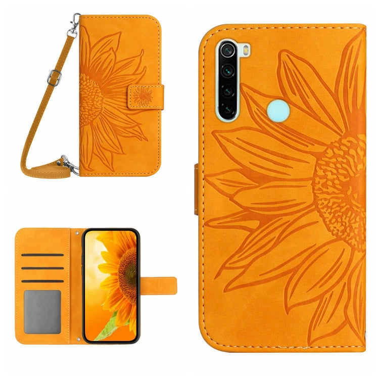 Skin Feel Custodia per cellulare in pelle con motivo a fiori di sole con cordino, For Xiaomi Redmi Note 7 / Note 7S / Note 7 Pro, For Xiaomi Redmi Note 8 / Note 8 2021