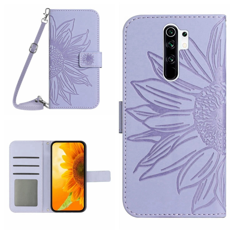 Skin Feel Custodia per cellulare in pelle con motivo a fiori di sole con cordino, For Xiaomi Redmi Note 8 Pro, For Xiaomi Redmi Note 8T