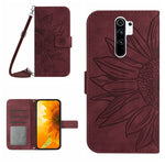 Skin Feel Custodia per cellulare in pelle con motivo a fiori di sole con cordino, For Xiaomi Redmi Note 8 Pro, For Xiaomi Redmi Note 8T