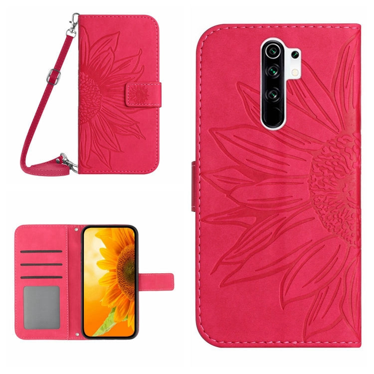 Skin Feel Custodia per cellulare in pelle con motivo a fiori di sole con cordino, For Xiaomi Redmi Note 8 Pro, For Xiaomi Redmi Note 8T