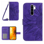 Skin Feel Custodia per cellulare in pelle con motivo a fiori di sole con cordino, For Xiaomi Redmi Note 8 Pro, For Xiaomi Redmi Note 8T