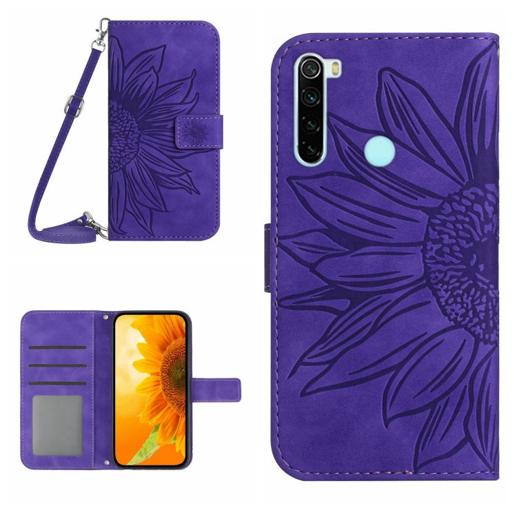 Skin Feel Custodia per cellulare in pelle con motivo a fiori di sole con cordino, For Xiaomi Redmi Note 8 Pro, For Xiaomi Redmi Note 8T