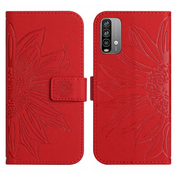 Skin Feel Custodia per cellulare in pelle con motivo a fiori di sole con cordino, For Xiaomi Redmi 9T / 9 Power / Poco M3, For Xiaomi Redmi Note 9T