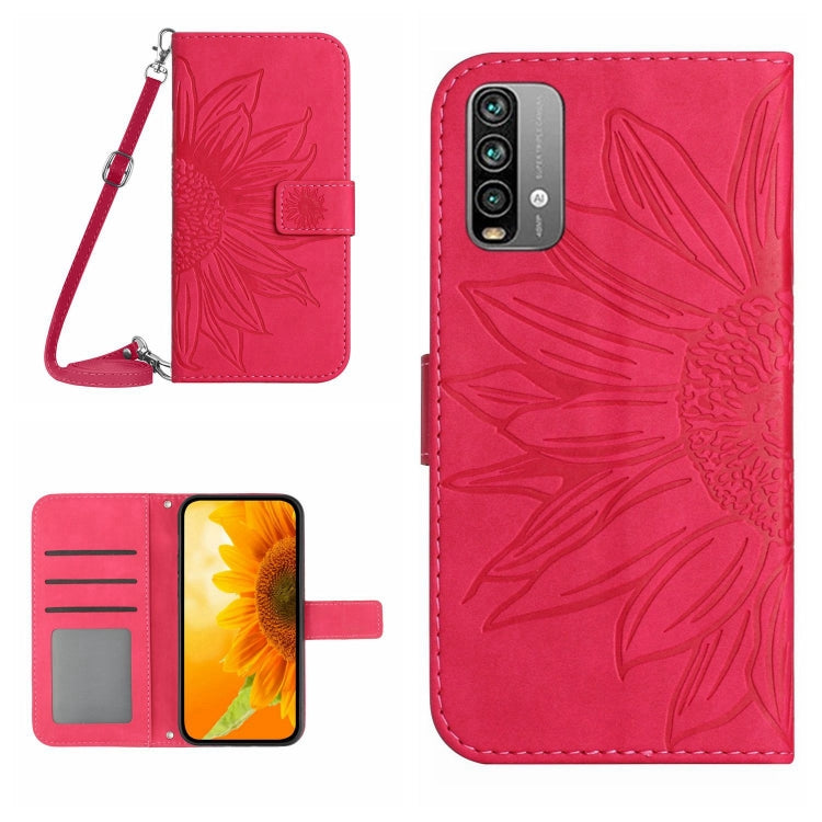 Skin Feel Custodia per cellulare in pelle con motivo a fiori di sole con cordino, For Xiaomi Redmi 9T / 9 Power / Poco M3, For Xiaomi Redmi Note 9T