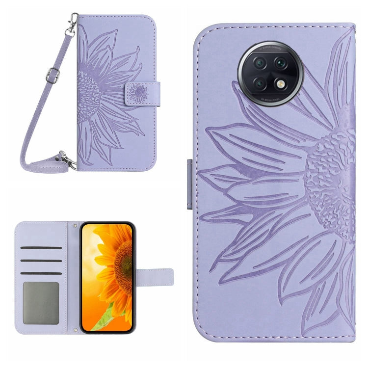Skin Feel Custodia per cellulare in pelle con motivo a fiori di sole con cordino, For Xiaomi Redmi 9T / 9 Power / Poco M3, For Xiaomi Redmi Note 9T